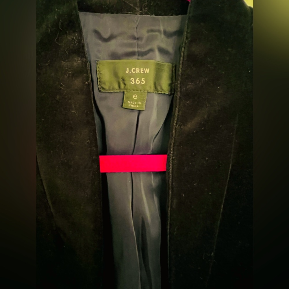 Size 6-J.crew 365 Going Out Blazer, Black Stretch Velvet Open Front FREE SHIPPIN